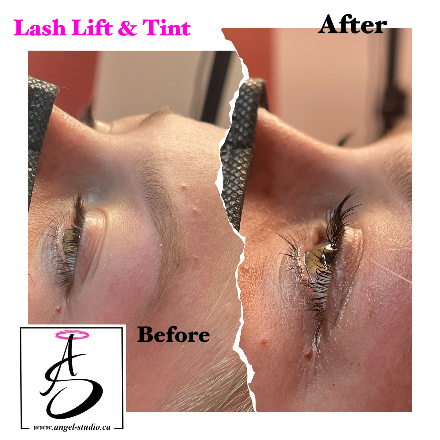 Lash lift and tint close-up.